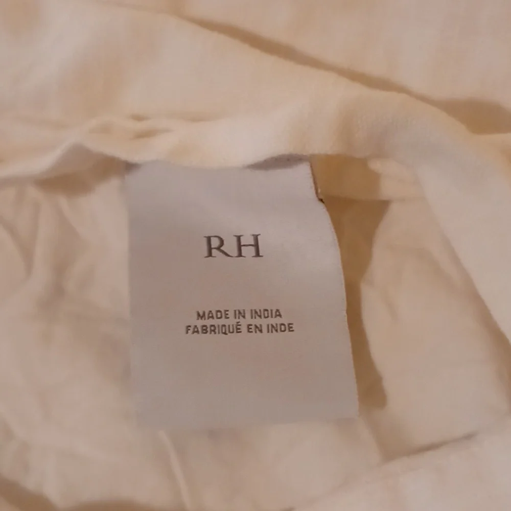 Restoration Hardware ivory tan embroidered cotton standard pillow sham RH